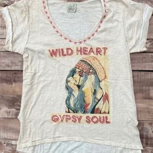 NWT Jaded Gypsy Wild Heart Boho Boyfriend Indian Top Free Spirit T-shirt S/M